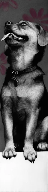 Free dog bookmark featuring grayer-toned dogs sitting